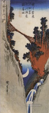  Hiroshige Lienzo - un puente sobre un profundo desfiladero Utagawa Hiroshige japonés